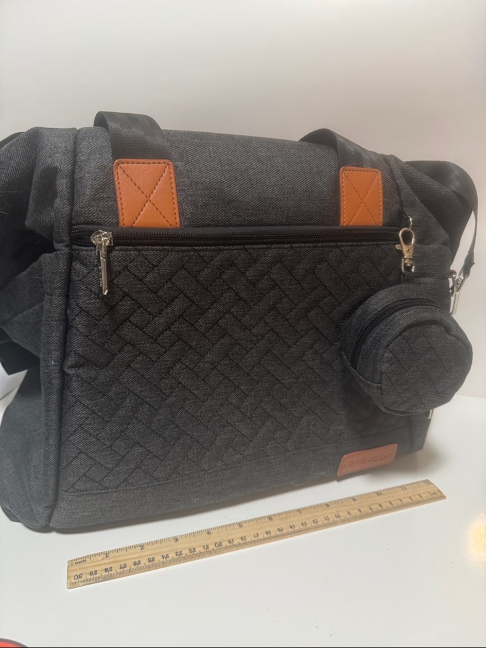 Lovevook diaper bag grey stylish storage insulated areas excellent condition